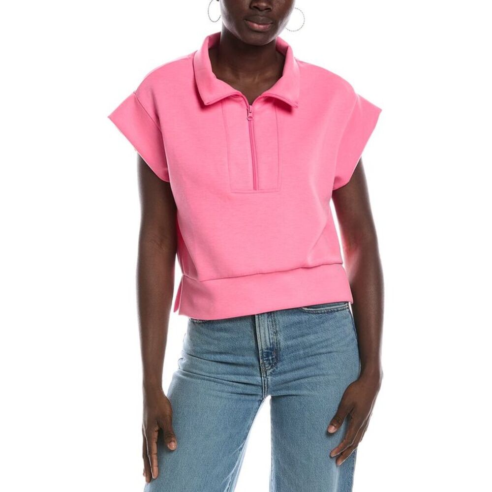 Vintage Havana Womens  Cloud Fleece Quarter Zip Shirt, Pink